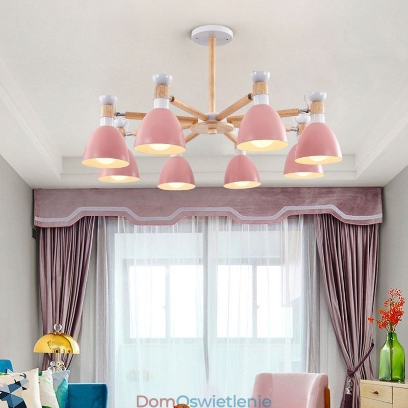 Nordic Macaron Wisząca lampa Kreatywny żyrandol z drewna