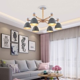 Nordic Macaron Wisząca lampa Kreatywny żyrandol z drewna