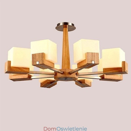 Nordic Wood Wisząca lampa ze szklanym kloszem Żyrandol Nordic Wood Wisząca lampa ze szklanym kloszem Żyrandol