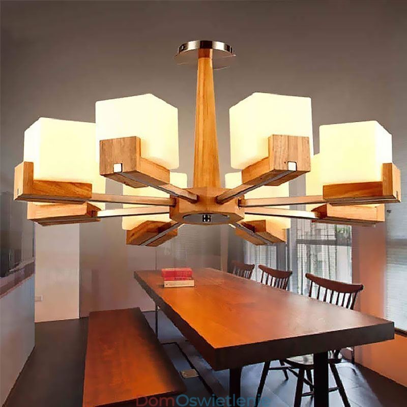 Nordic Wood Wisząca lampa ze szklanym kloszem Żyrandol