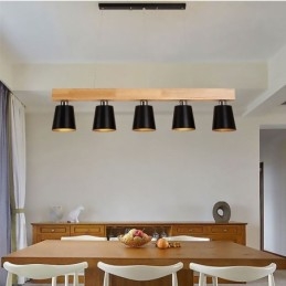 Nordic Drewniany żyrandol Unikalna prosta lampa wisząca Cafe