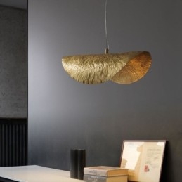 Mosiężna lampa wisząca, nowoczesna minimalistyczna lampa sufitowa w kształcie liścia lotosu