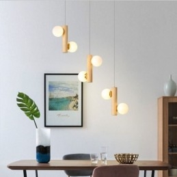Drewniana lampa wisząca Magic Bean Cluster sufitowa lampa wyspa