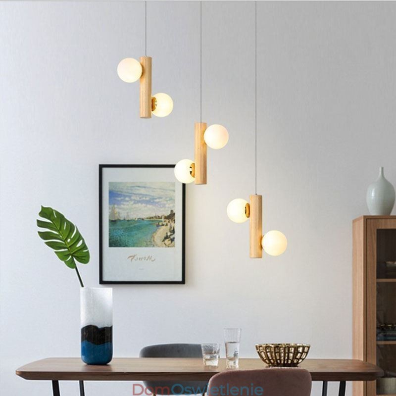 Drewniana lampa wisząca Magic Bean Cluster sufitowa lampa wyspa
