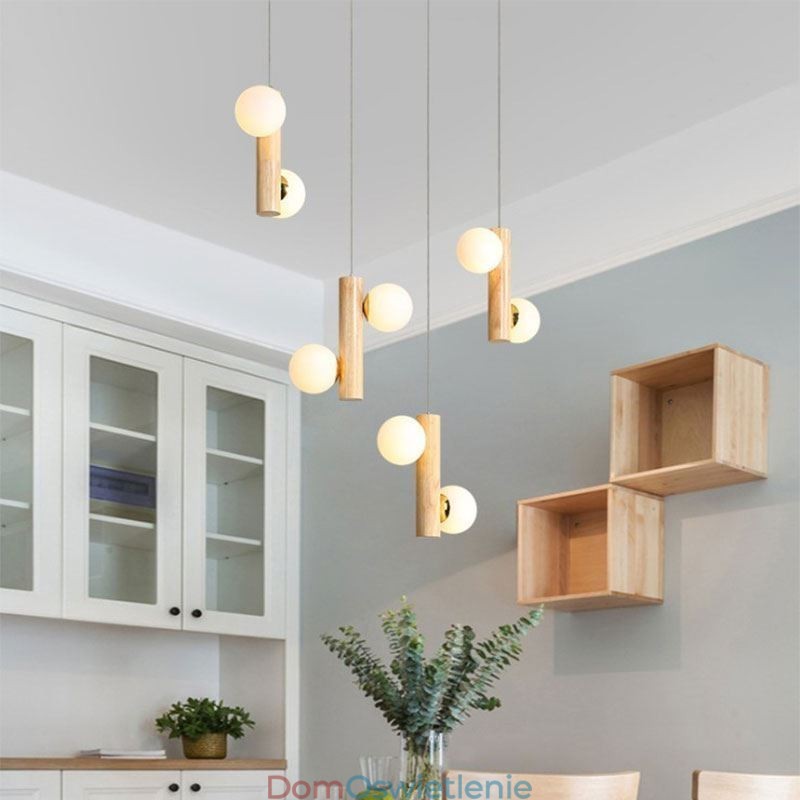Drewniana lampa wisząca Magic Bean Cluster sufitowa lampa wyspa
