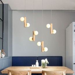 Drewniana lampa wisząca Magic Bean Cluster sufitowa lampa wyspa