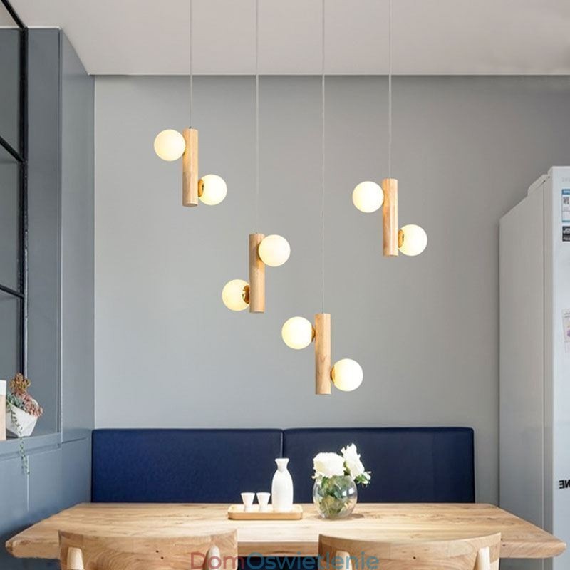 Drewniana lampa wisząca Magic Bean Cluster sufitowa lampa wyspa
