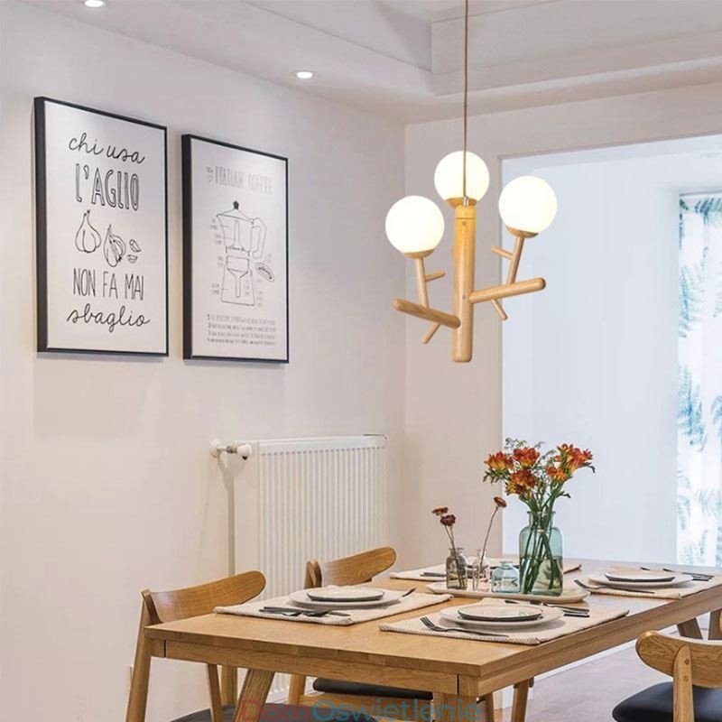 Drewniana lampa wisząca Nordic Creative