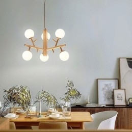 Drewniana lampa wisząca Nordic Creative