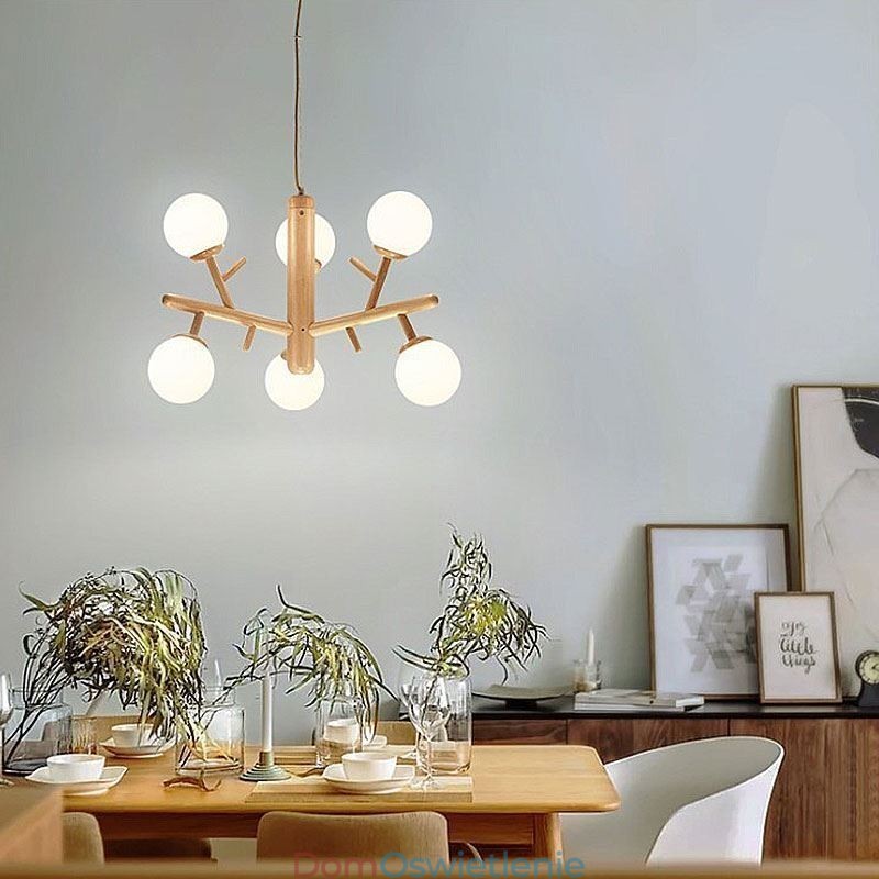 Drewniana lampa wisząca Nordic Creative