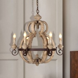 Drewniana lampa wisząca Nordic Retro lampa sufitowa