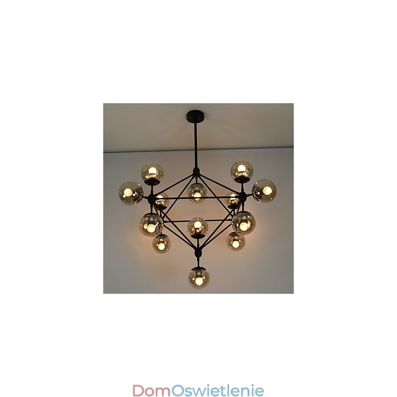 Żyrandol 15 świateł Szklane kule świetlne Retro Na zewnątrz Garaż Metal
