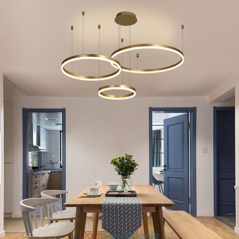Lampa wisząca w stylu postmodernistycznym, akrylowa, w kształcie pierścienia