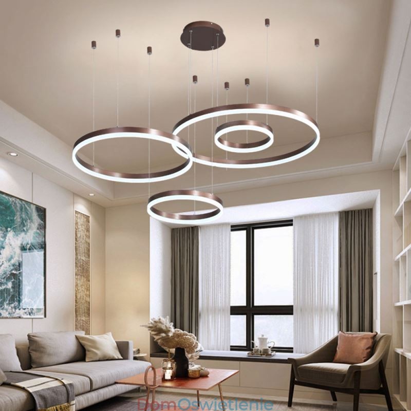 Lampa wisząca w stylu postmodernistycznym, akrylowa, w kształcie pierścienia