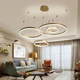 Lampa wisząca w stylu postmodernistycznym, akrylowa, w kształcie pierścienia
