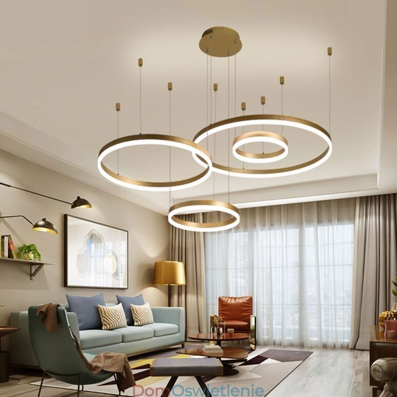 Lampa wisząca w stylu postmodernistycznym, akrylowa, w kształcie pierścienia