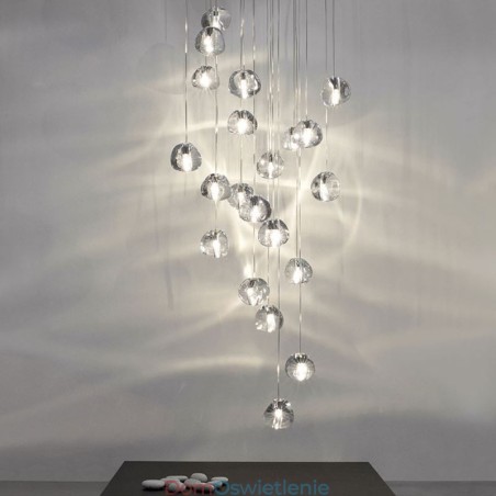 Nowoczesna lampa wisząca z kryształowym klastrem, unikatowy kryształowy klosz do lampy, schody dwustronne Nowoczesna lampa wisząca z kryształowym klastrem, unikatowy kryształowy klosz do lampy, schody dwustronne