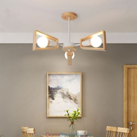 Nowoczesny żyrandol w kształcie wachlarza, elegancka lampa wisząca z drewna Nowoczesny żyrandol w kształcie wachlarza, elegancka lampa wisząca z drewna