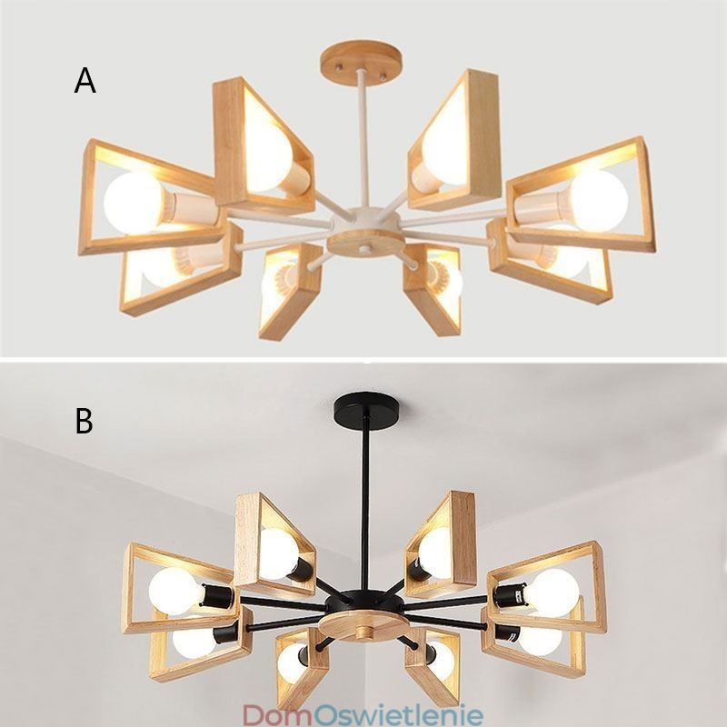 Nowoczesny żyrandol w kształcie wachlarza, elegancka lampa wisząca z drewna