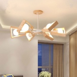 Nowoczesny żyrandol w kształcie wachlarza, elegancka lampa wisząca z drewna