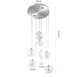Wisząca lampa szklana, lampa sufitowa, złoty nikiel szczotkowany + mleczna szklana kula