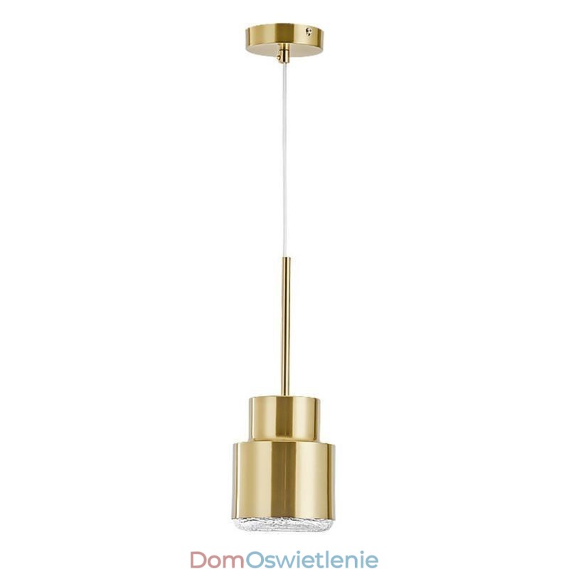 Wisząca lampa szklana w stylu postmodernistycznym, złoty cylinder, jasne światło