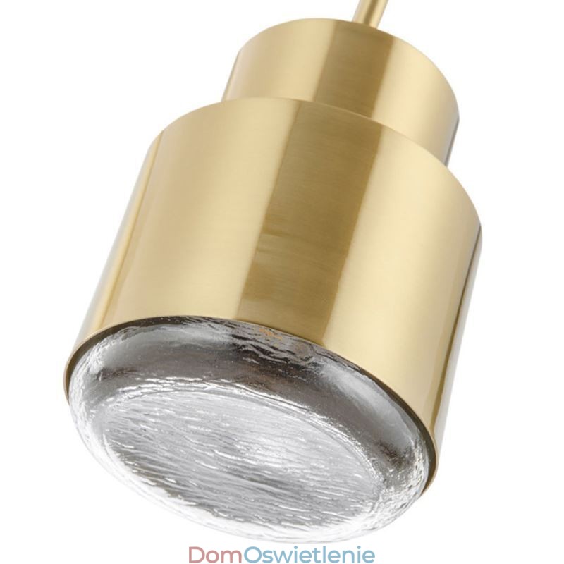 Wisząca lampa szklana w stylu postmodernistycznym, złoty cylinder, jasne światło