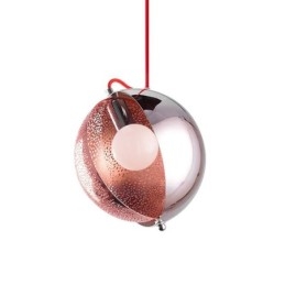 Nowoczesna lampa wisząca w kolorze różowego złota, półokrągły klosz szklany, dekoracyjna lampa kawiarniana