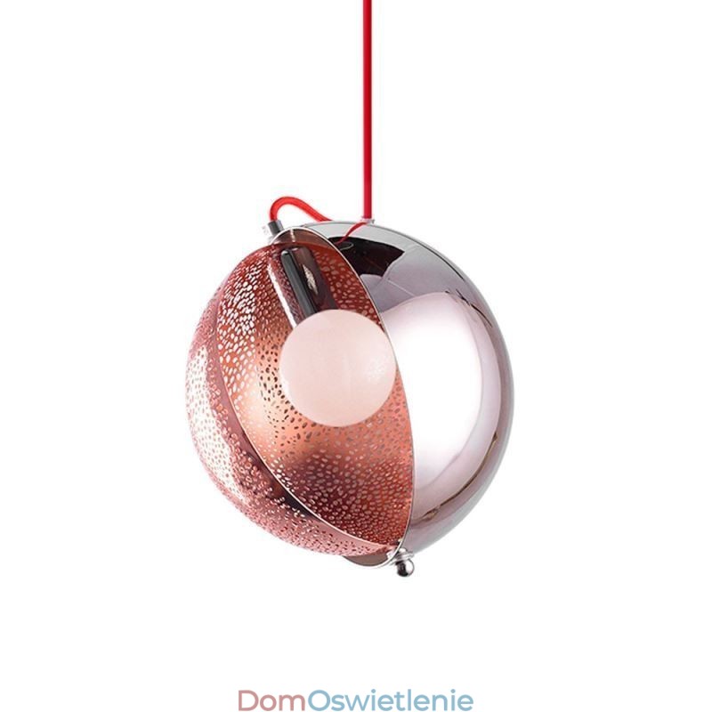 Nowoczesna lampa wisząca w kolorze różowego złota, półokrągły klosz szklany, dekoracyjna lampa kawiarniana