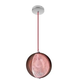 Nowoczesna lampa wisząca w kolorze różowego złota, półokrągły klosz szklany, dekoracyjna lampa kawiarniana