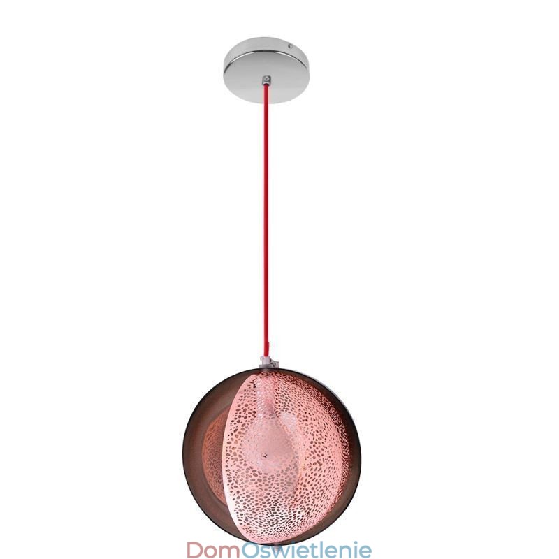 Nowoczesna lampa wisząca w kolorze różowego złota, półokrągły klosz szklany, dekoracyjna lampa kawiarniana