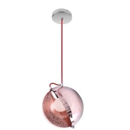 Nowoczesna lampa wisząca w kolorze różowego złota, półokrągły klosz szklany, dekoracyjna lampa kawiarniana