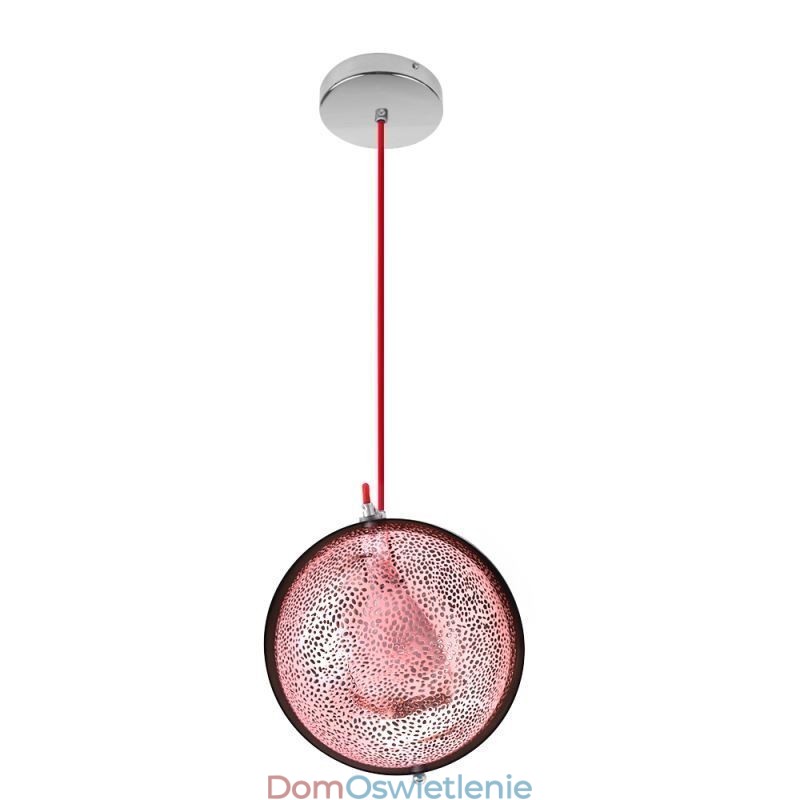 Nowoczesna lampa wisząca w kolorze różowego złota, półokrągły klosz szklany, dekoracyjna lampa kawiarniana