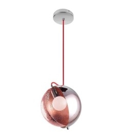 Nowoczesna lampa wisząca w kolorze różowego złota, półokrągły klosz szklany, dekoracyjna lampa kawiarniana