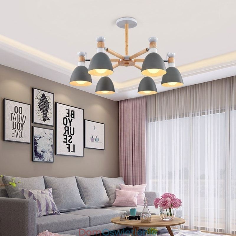 Nordic Macaron Wisząca lampa Kreatywny żyrandol z drewna