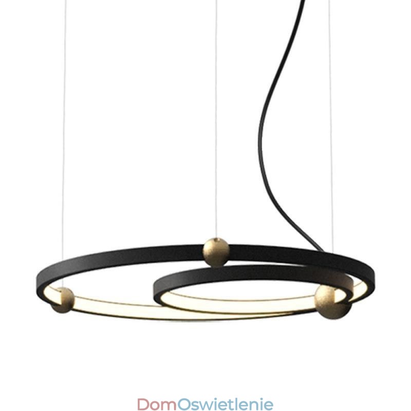 Okrągła lampa wisząca czarna 2 pierścienie
