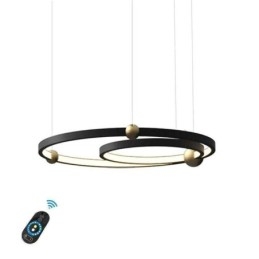 Okrągła lampa wisząca czarna 2 pierścienie
