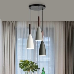 Nowoczesna prosta lampa wisząca z trzema światłami, kreatywna aluminiowa lampa artystyczna, kawiarnia