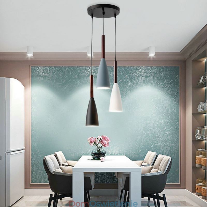 Nowoczesna prosta lampa wisząca z trzema światłami, kreatywna aluminiowa lampa artystyczna, kawiarnia