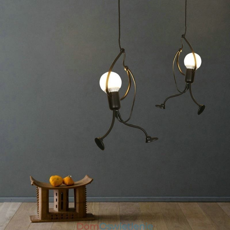 Nowoczesna prosta lampa wisząca w kształcie małego człowieka Lampa kreatywne światło