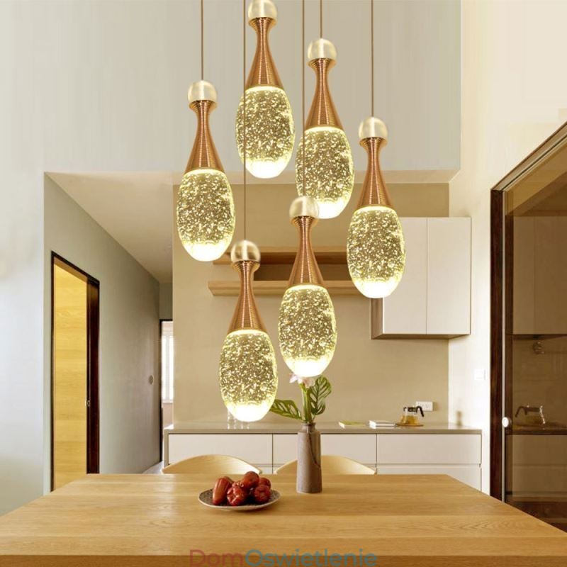 Wisząca lampa w kształcie łezki ze szkła z nasionami