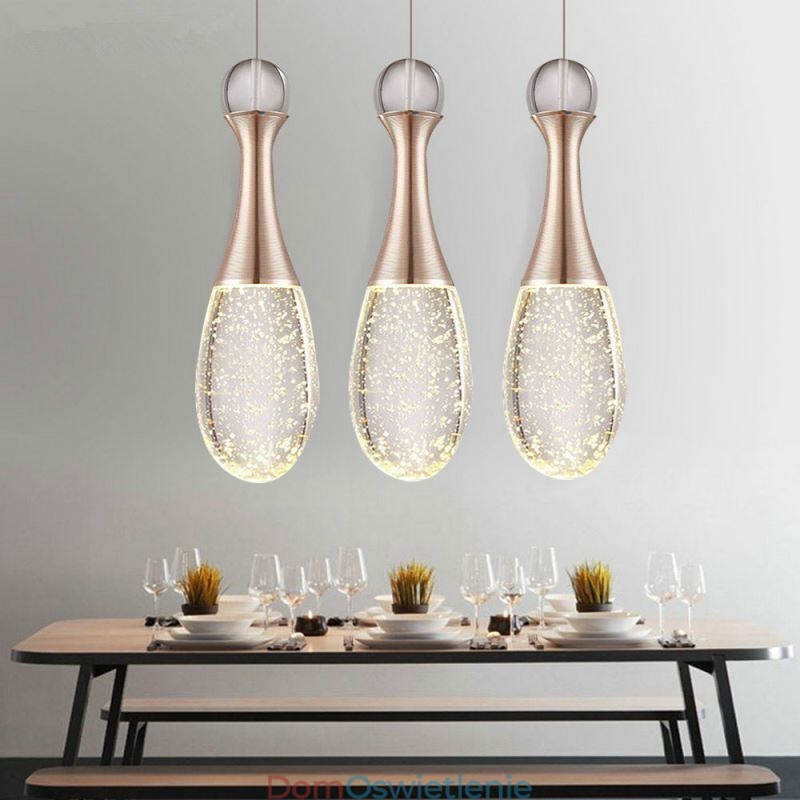 Wisząca lampa w kształcie łezki ze szkła z nasionami
