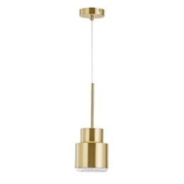 Wisząca lampa szklana w stylu postmodernistycznym, złoty cylinder, jasne światło