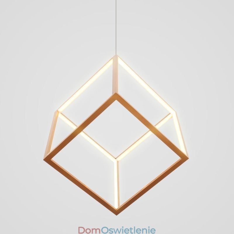 Lampa wisząca postmodernistyczna, geometryczna, złota, wisząca lampa