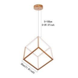 Lampa wisząca postmodernistyczna, geometryczna, złota, wisząca lampa