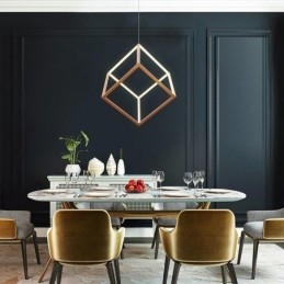 Lampa wisząca postmodernistyczna, geometryczna, złota, wisząca lampa