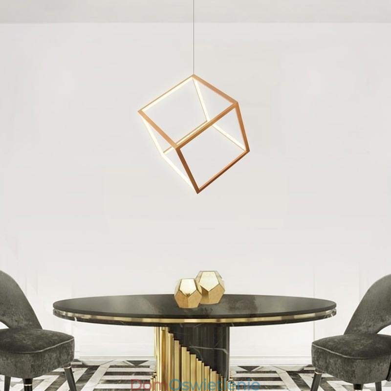 Lampa wisząca postmodernistyczna, geometryczna, złota, wisząca lampa