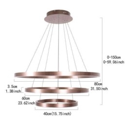 Wisząca lampa rysunek rzemiosło 3 pierścienie lampa 80+60+40cm