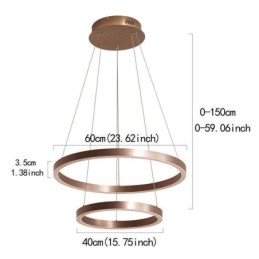 Wisząca lampa rysunek rzemiosło 2 pierścienie lampa 60+40cm