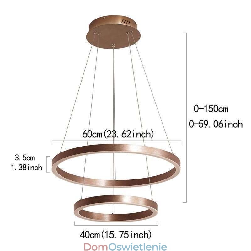 Wisząca lampa rysunek rzemiosło 2 pierścienie lampa 60+40cm